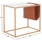 Industrial Side Table with Wooden Top & Black Metal Base — 22x14x20 Inches