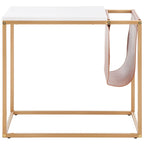 Industrial Side Table with Wooden Top & Black Metal Base — 22x14x20 Inches