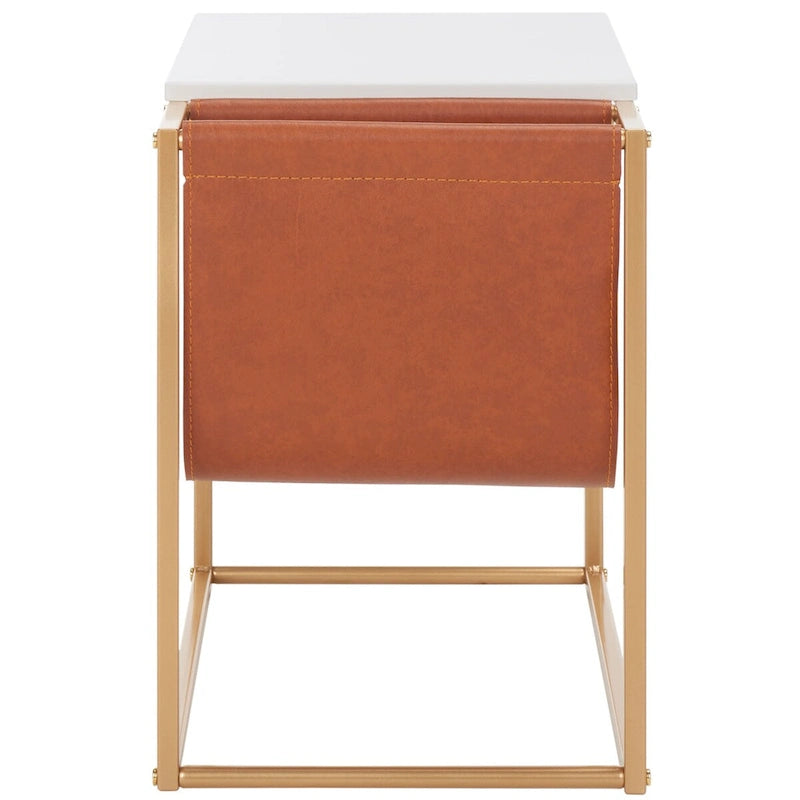 Industrial Side Table with Wooden Top & Black Metal Base — 22x14x20 Inches