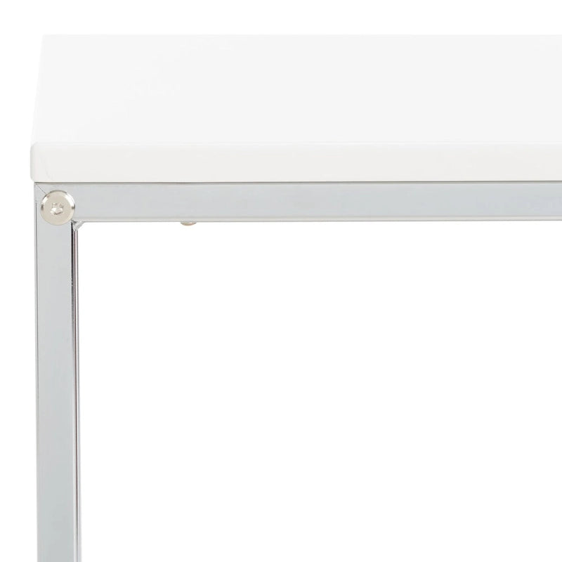 Industrial Side Table with Wooden Top & Black Metal Base — 22x14x20 Inches
