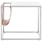 Industrial Side Table with Wooden Top & Black Metal Base — 22x14x20 Inches