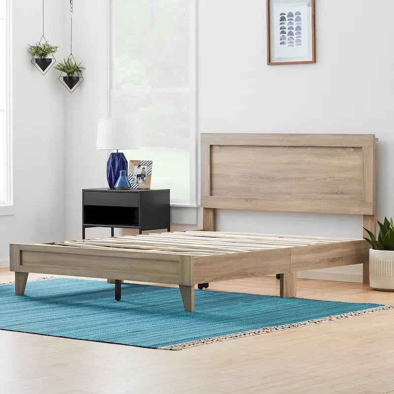 Classic Wood Platform Bed — Multiple Colors, 600 lb Capacity, All Mattress Types