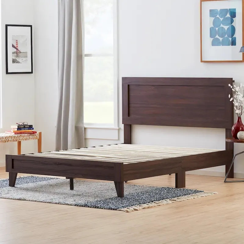 Classic Wood Platform Bed — Multiple Colors, 600 lb Capacity, All Mattress Types
