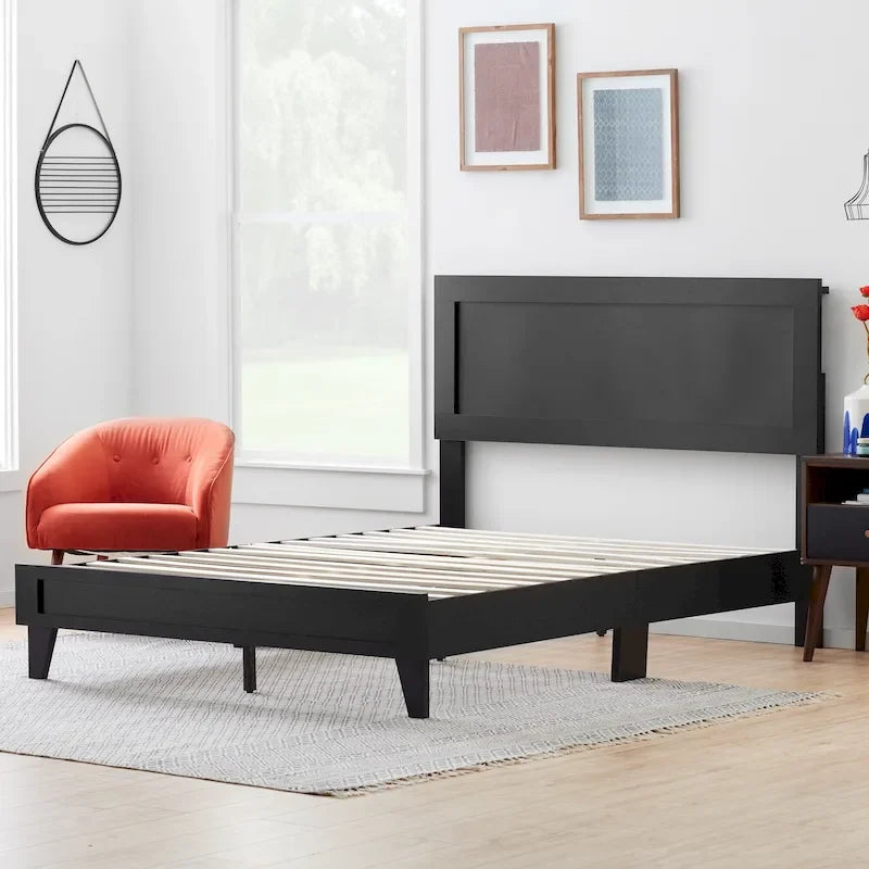 Classic Wood Platform Bed — Multiple Colors, 600 lb Capacity, All Mattress Types