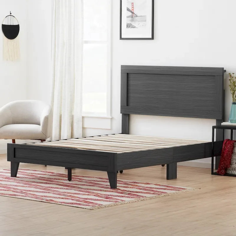 Classic Wood Platform Bed — Multiple Colors, 600 lb Capacity, All Mattress Types