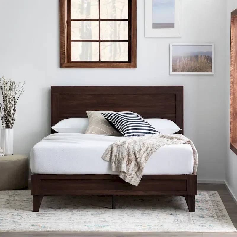 Classic Wood Platform Bed — Multiple Colors, 600 lb Capacity, All Mattress Types