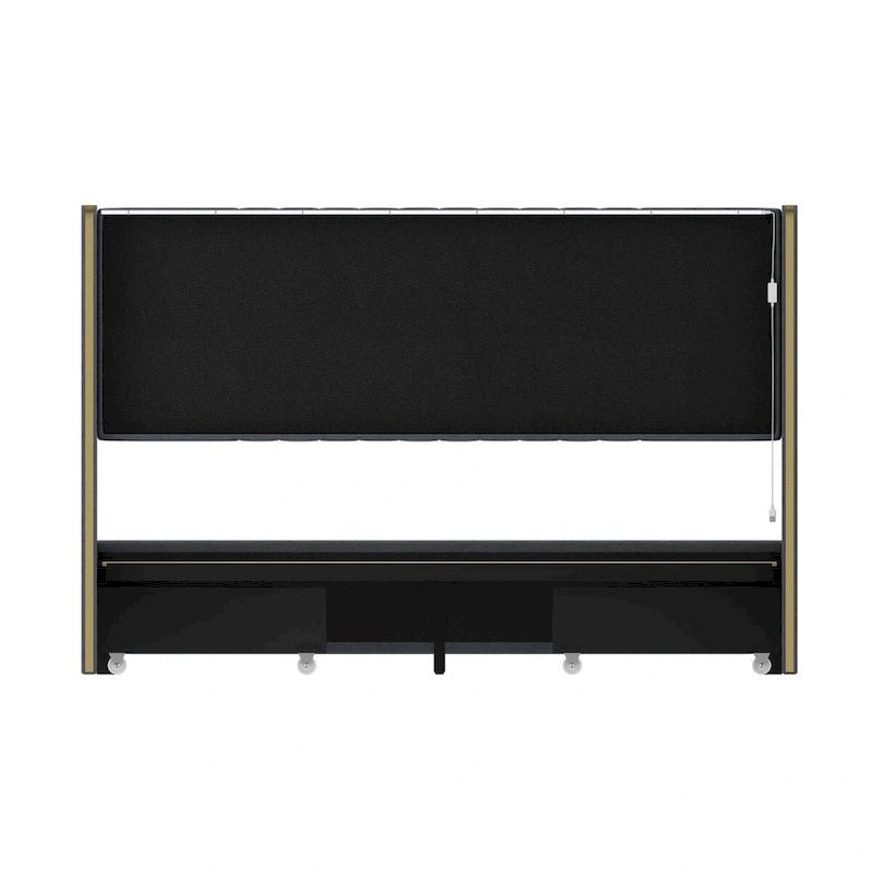 Modern Illuminated Bed Frame with Gold Trim - Chic Upholstered Design
