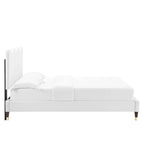Full Size Scalloped Velvet Platform Bed — Stain-Resistant, 800 lb Capacity