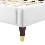 Full Size Scalloped Velvet Platform Bed — Stain-Resistant, 800 lb Capacity