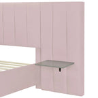 Full Size Velvet Upholstered Platform Bed with Big Headboard, Bedroom Furniture