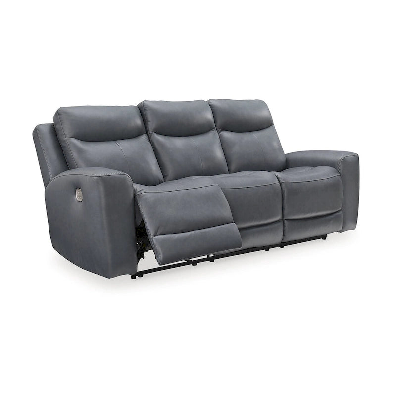 Modern Steel Power Reclining Sofa with USB Port & Adjustable Headrest