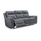 Modern Steel Power Reclining Sofa with USB Port & Adjustable Headrest