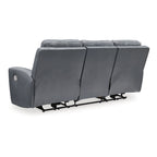 Modern Steel Power Reclining Sofa with USB Port & Adjustable Headrest