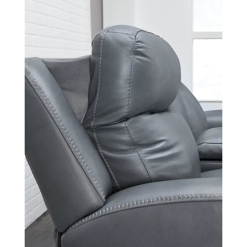 Modern Steel Power Reclining Sofa with USB Port & Adjustable Headrest