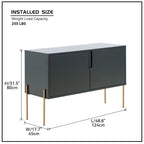 48-Inch Green Mid-Century Modern Console Table — Sideboard Buffet with Storage