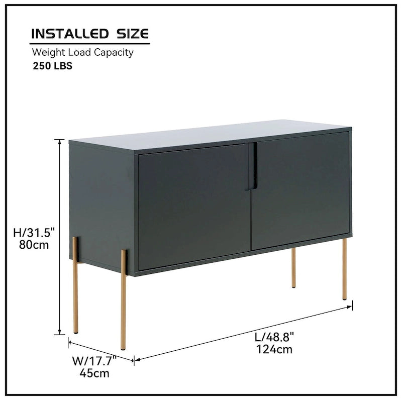 48-Inch Green Mid-Century Modern Console Table — Sideboard Buffet with Storage