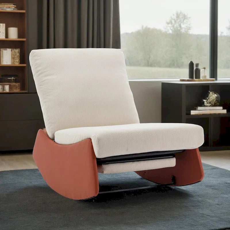 Modern Rocking Chair Recliner, Comfy Rocker Nursery Chair with Footrest, Accent Reading Chair, Upholstered Lounge Chair