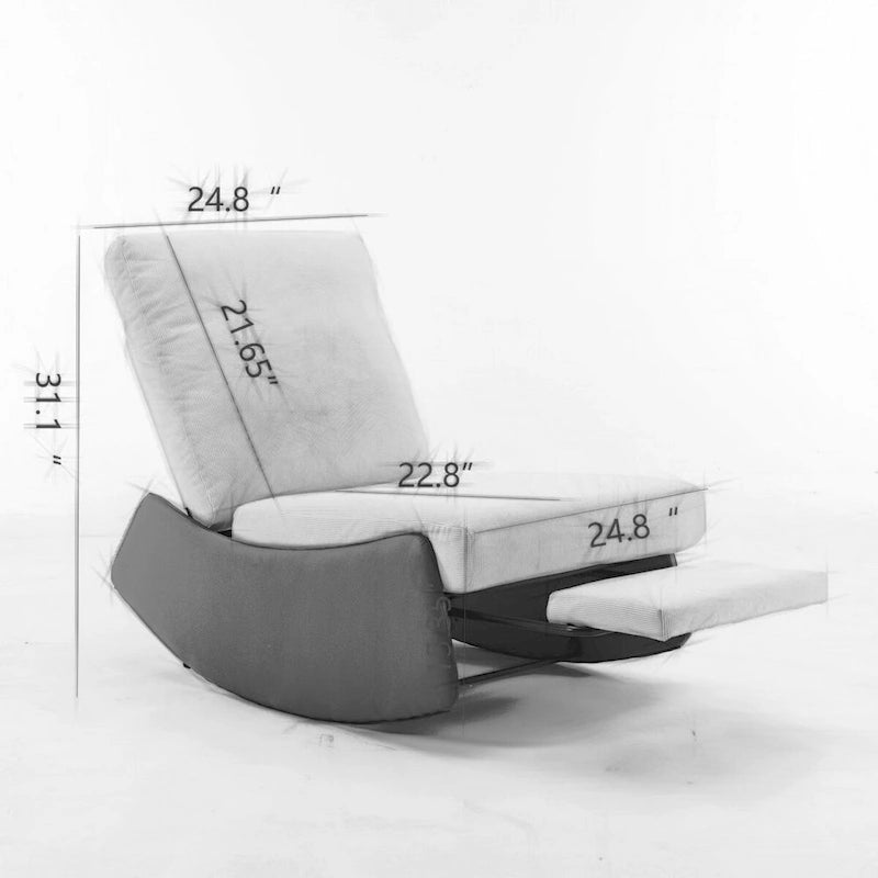 Modern Rocking Chair Recliner, Comfy Rocker Nursery Chair with Footrest, Accent Reading Chair, Upholstered Lounge Chair