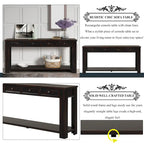 63 Pine Wood Console Table with 4 Drawers and 1 Bottom Shelf