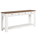 63 Pine Wood Console Table with 4 Drawers and 1 Bottom Shelf