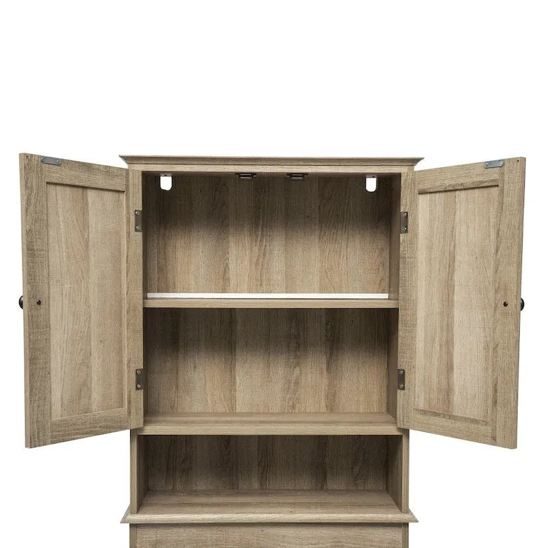 Brown Farmhouse Over the Toilet Cabinet Storage Organizer with 2 Shelves