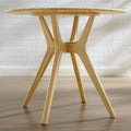 36-Inch Round Solid Moso Dining Table — Copper Finish, Danish-Inspired