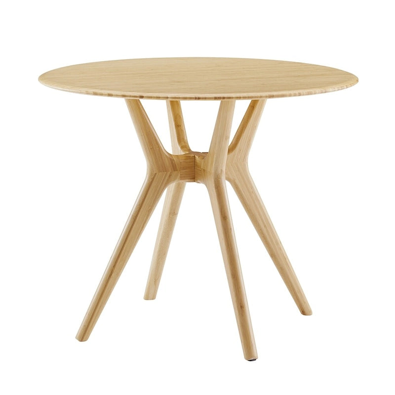 36-Inch Round Solid Moso Dining Table — Copper Finish, Danish-Inspired