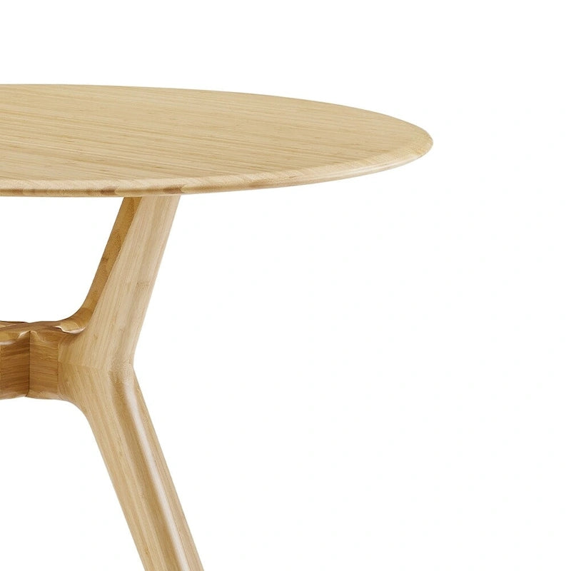 36-Inch Round Solid Moso Dining Table — Copper Finish, Danish-Inspired