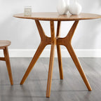 36-Inch Round Solid Moso Dining Table — Copper Finish, Danish-Inspired
