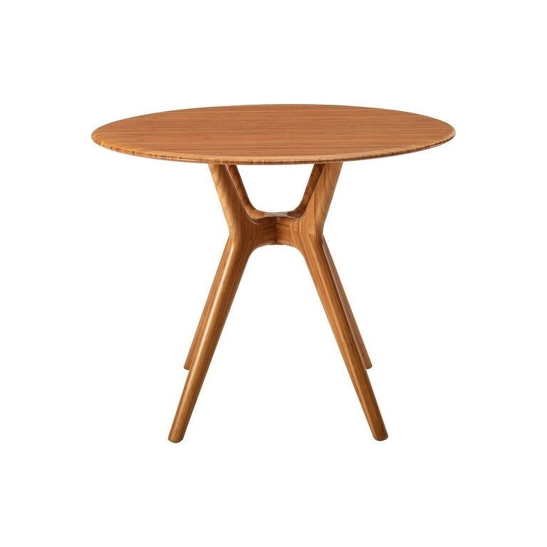 36-Inch Round Solid Moso Dining Table — Copper Finish, Danish-Inspired