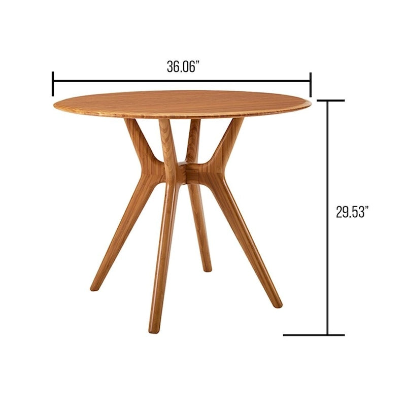 36-Inch Round Solid Moso Dining Table — Copper Finish, Danish-Inspired