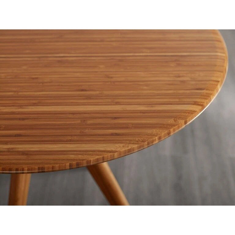 36-Inch Round Solid Moso Dining Table — Copper Finish, Danish-Inspired