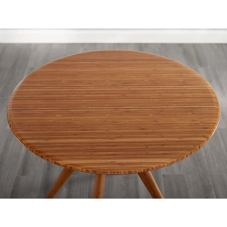 36-Inch Round Solid Moso Dining Table — Copper Finish, Danish-Inspired