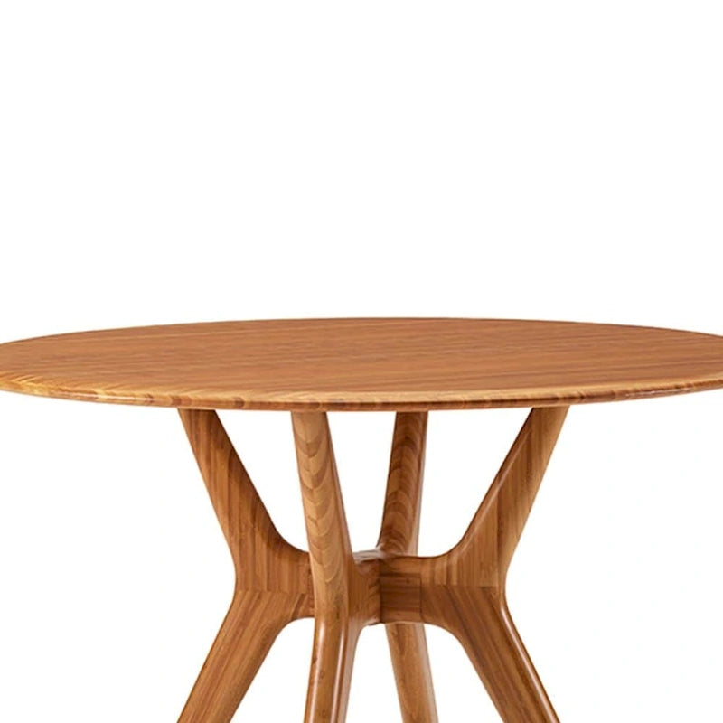 36-Inch Round Solid Moso Dining Table — Copper Finish, Danish-Inspired