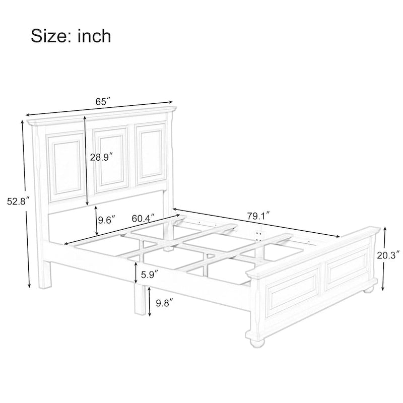 Traditional Town and Country Style Pinewood Vintage Bed Frame